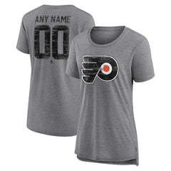 Philadelphia Flyers Women's Heritage Custom Tri-Blend T-Shirt - Gray - NHL