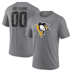 Pittsburgh Penguins Heritage Custom Tri-Blend T-Shirt - Gray - NHL