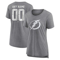 Tampa Bay Lightning Women's Heritage Custom Tri-Blend T-Shirt - Gray - NHL