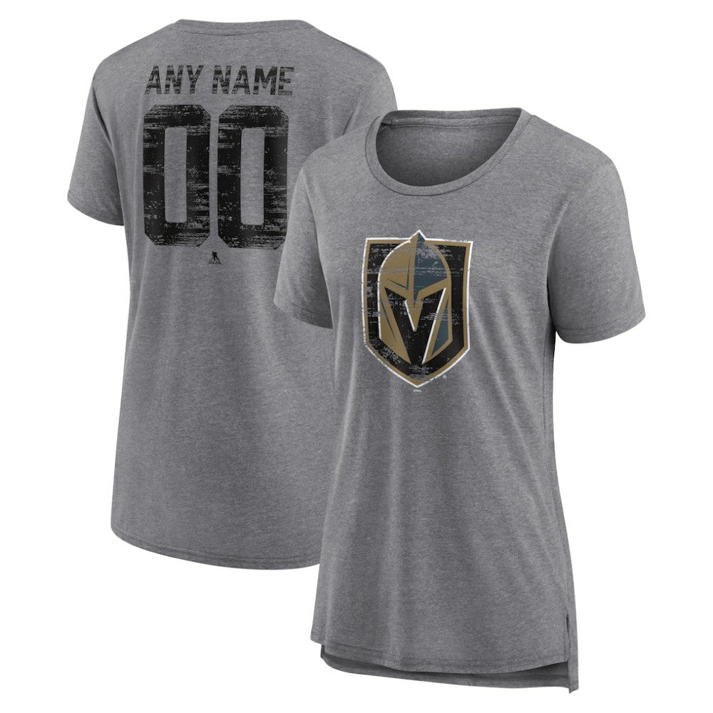 Vegas Golden Knights Women's Heritage Custom Tri-Blend T-Shirt - Gray - NHL