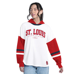 St. Louis Cardinals G-III 4Her by Carl Banks Women's Key Player Oversized Hooded Long Sleeve T-Shirt - MLB