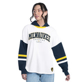 Milwaukee Brewers G-III 4Her by Carl Banks Women's Key Player Oversized Hooded Long Sleeve T-Shirt - MLB