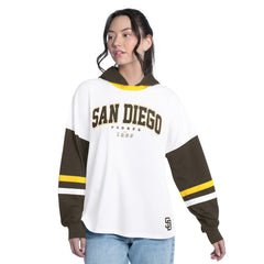 San Diego Padres G-III 4Her by Carl Banks Women's Key Player Oversized Hooded Long Sleeve T-Shirt - MLB