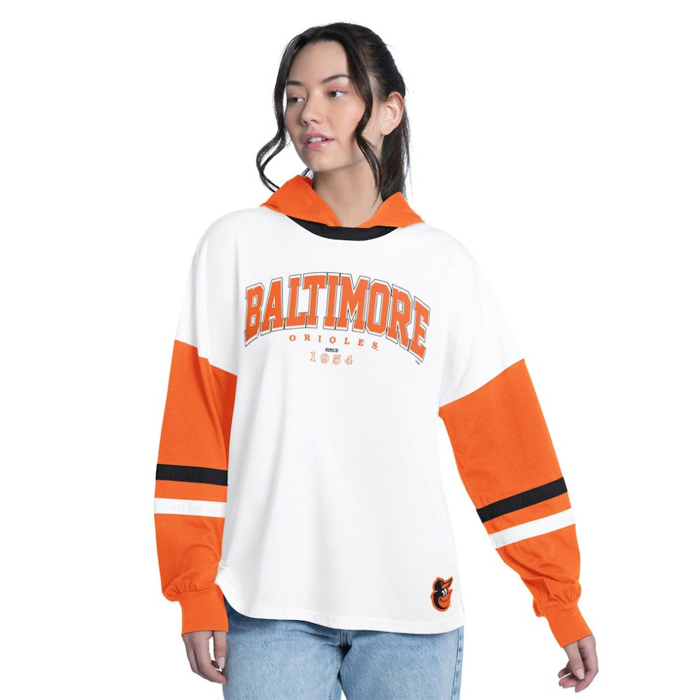 Baltimore Orioles G-III 4Her by Carl Banks Women's Key Player Oversized Hooded Long Sleeve T-Shirt - MLB