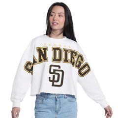 San Diego Padres G-III 4Her by Carl Banks Women's Bleachers Cropped Pullover Sweatshirt - MLB