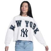 New York Yankees G-III 4Her by Carl Banks Women's Bleachers Cropped Pullover Sweatshirt - MLB