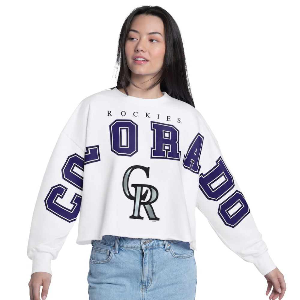 Colorado Rockies G-III 4Her by Carl Banks Women's Bleachers Cropped Pullover Sweatshirt - MLB