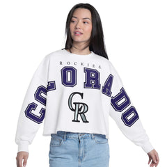 Colorado Rockies G-III 4Her by Carl Banks Women's Bleachers Cropped Pullover Sweatshirt - MLB
