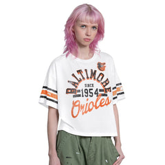 Baltimore Orioles Starter Women's Cropped Hurry Up Offense T-Shirt - MLB