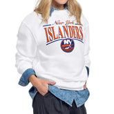 New York Islanders Starter Women's Arch Stripe Fleece Sweatshirt - White - NHL