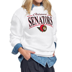 Ottawa Senators Starter Women's Arch Stripe Fleece Sweatshirt - White - NHL