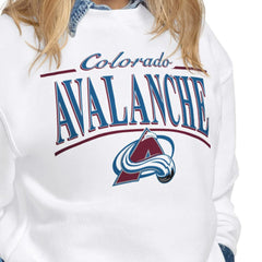 Colorado Avalanche Starter Women's Arch Stripe Fleece Sweatshirt - White - NHL