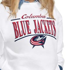 Columbus Blue Jackets Starter Women's Arch Stripe Fleece Sweatshirt - White - NHL