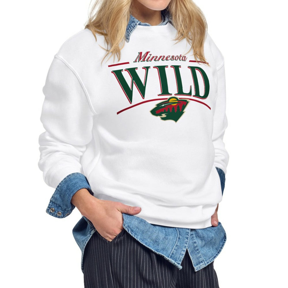 Minnesota Wild Starter Women's Arch Stripe Fleece Sweatshirt - White - NHL