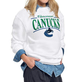 Vancouver Canucks Starter Women's Arch Stripe Fleece Sweatshirt - White - NHL