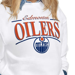 Edmonton Oilers Starter Women's Arch Stripe Fleece Sweatshirt - White - NHL