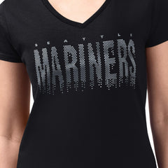 Seattle Mariners G-III 4Her by Carl Banks Women's Metallic Drop Lightweight V-Neck T-Shirt - MLB