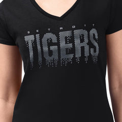 Detroit Tigers G-III 4Her by Carl Banks Women's Metallic Drop Lightweight V-Neck T-Shirt - MLB