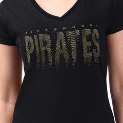 Pittsburgh Pirates G-III 4Her by Carl Banks Women's Metallic Drop Lightweight V-Neck T-Shirt - MLB