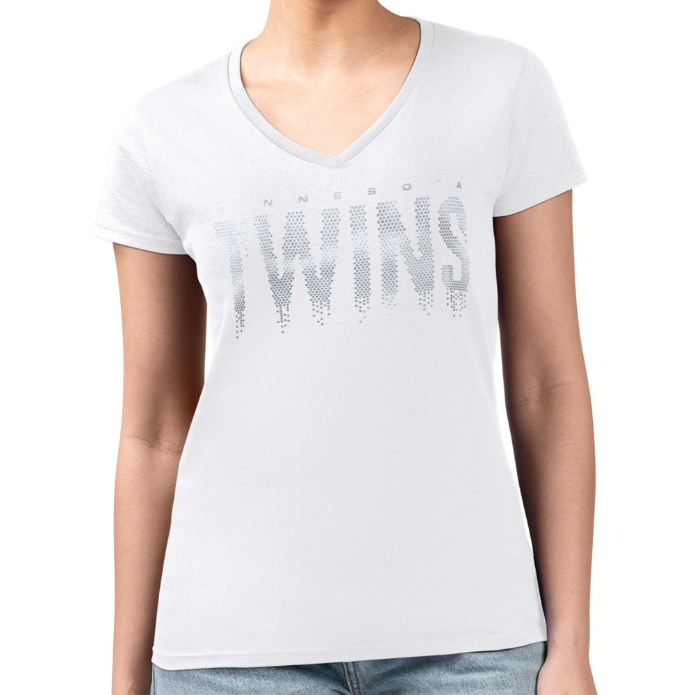 Minnesota Twins G-III 4Her by Carl Banks Women's Metallic Drop Lightweight V-Neck T-Shirt - MLB
