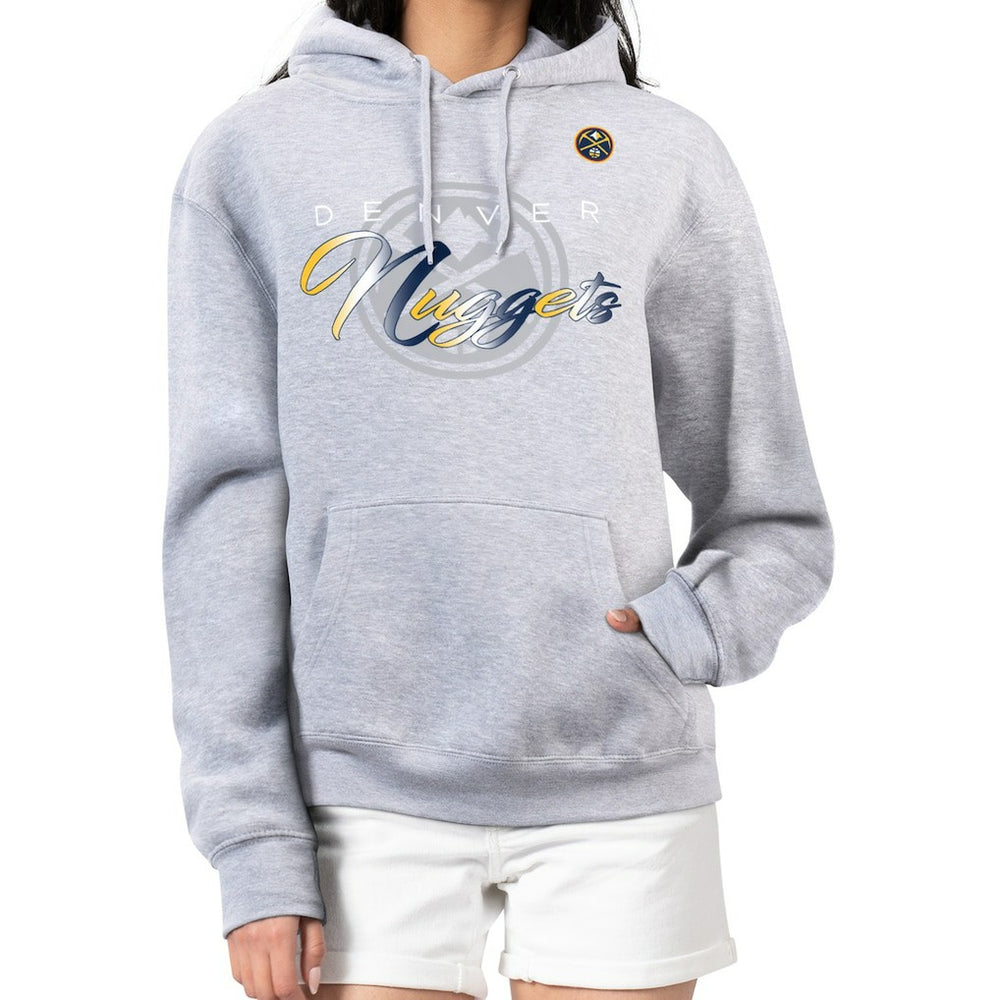 Denver Nuggets G-III 4Her by Carl Banks Women's Shadow Logo Tri-Blend Fleece Hoodie Gray - NBA