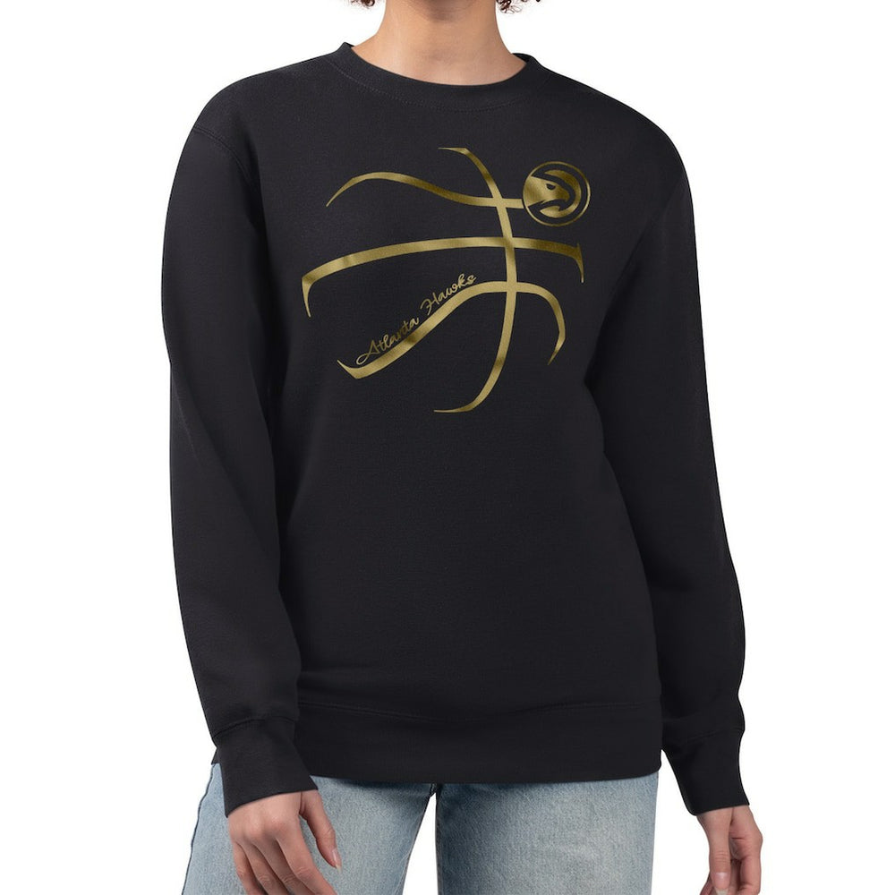 Atlanta Hawks G-III 4Her by Carl Banks Women's Metallic Print Basketball Sketch Fleece Sweatshirt Black - NBA