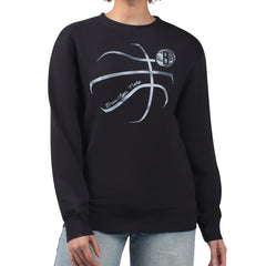 Brooklyn Nets G-III 4Her by Carl Banks Women's Metallic Print Basketball Sketch Fleece Sweatshirt Black - NBA