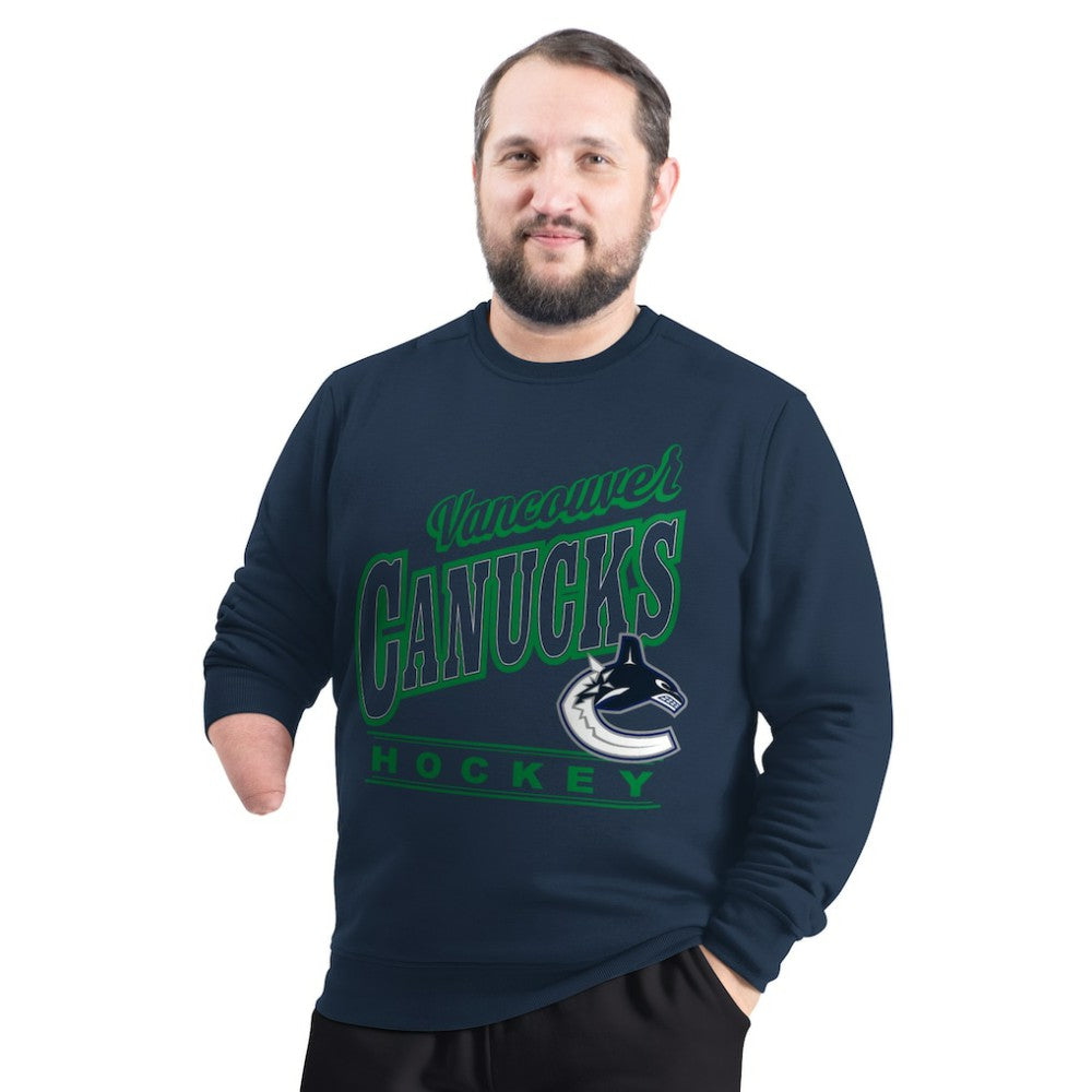 Vancouver Canucks G-III Sports by Carl Banks Adaptive Headliner Fleece Sweatshirt - Navy - NHL