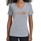 Los Angeles Lakers Starter Women's Team Stripe V-Neck T-Shirt Gray - NBA