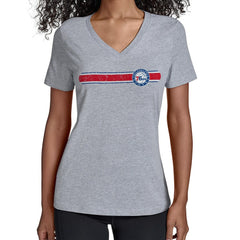 Philadelphia 76ers Starter Women's Team Stripe V-Neck T-Shirt Gray - NBA