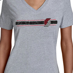 Portland Trail Blazers Starter Women's Team Stripe V-Neck T-Shirt Gray - NBA