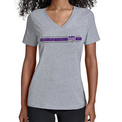 Sacramento Kings Starter Women's Team Stripe V-Neck T-Shirt Gray - NBA