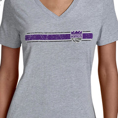Sacramento Kings Starter Women's Team Stripe V-Neck T-Shirt Gray - NBA