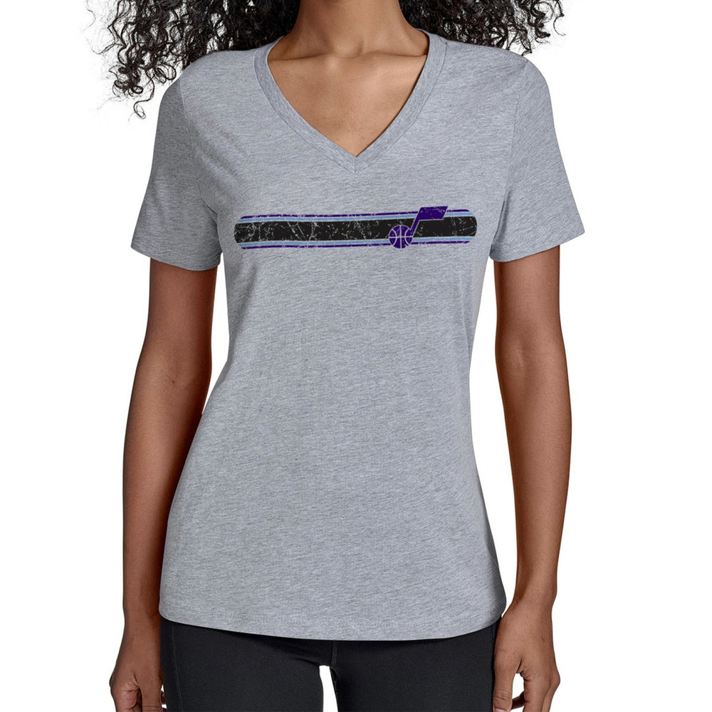 Utah Jazz Starter Women's Team Stripe V-Neck T-Shirt Gray - NBA