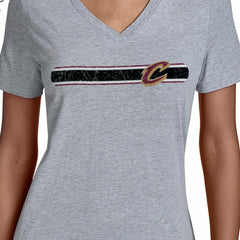Cleveland Cavaliers Starter Women's Team Stripe V-Neck T-Shirt Gray - NBA
