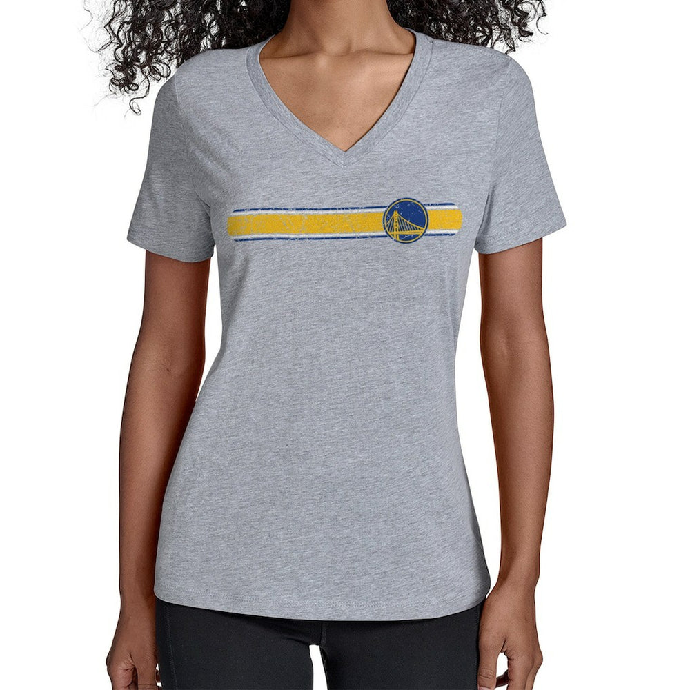 Golden State Warriors Starter Women's Team Stripe V-Neck T-Shirt Gray - NBA