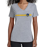 Golden State Warriors Starter Women's Team Stripe V-Neck T-Shirt Gray - NBA