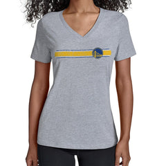 Golden State Warriors Starter Women's Team Stripe V-Neck T-Shirt Gray - NBA
