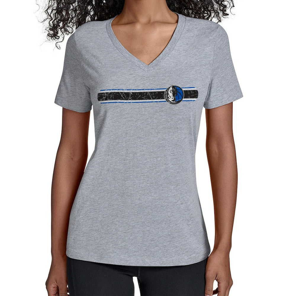 Dallas Mavericks Starter Women's Team Stripe V-Neck T-Shirt Gray - NBA