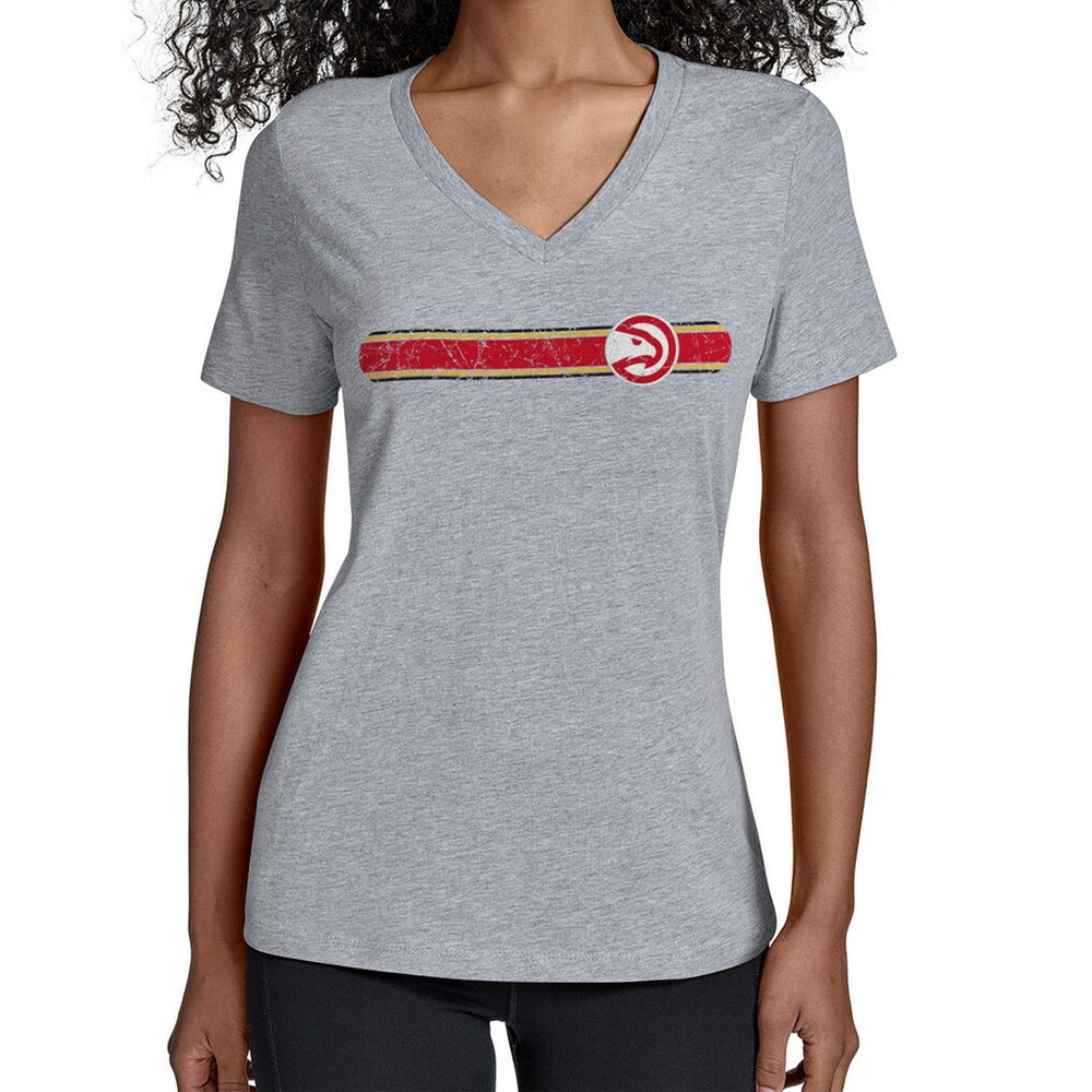 Atlanta Hawks Starter Women's Team Stripe V-Neck T-Shirt Gray - NBA