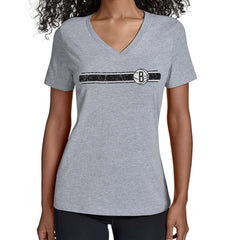 Brooklyn Nets Starter Women's Team Stripe V-Neck T-Shirt Gray - NBA