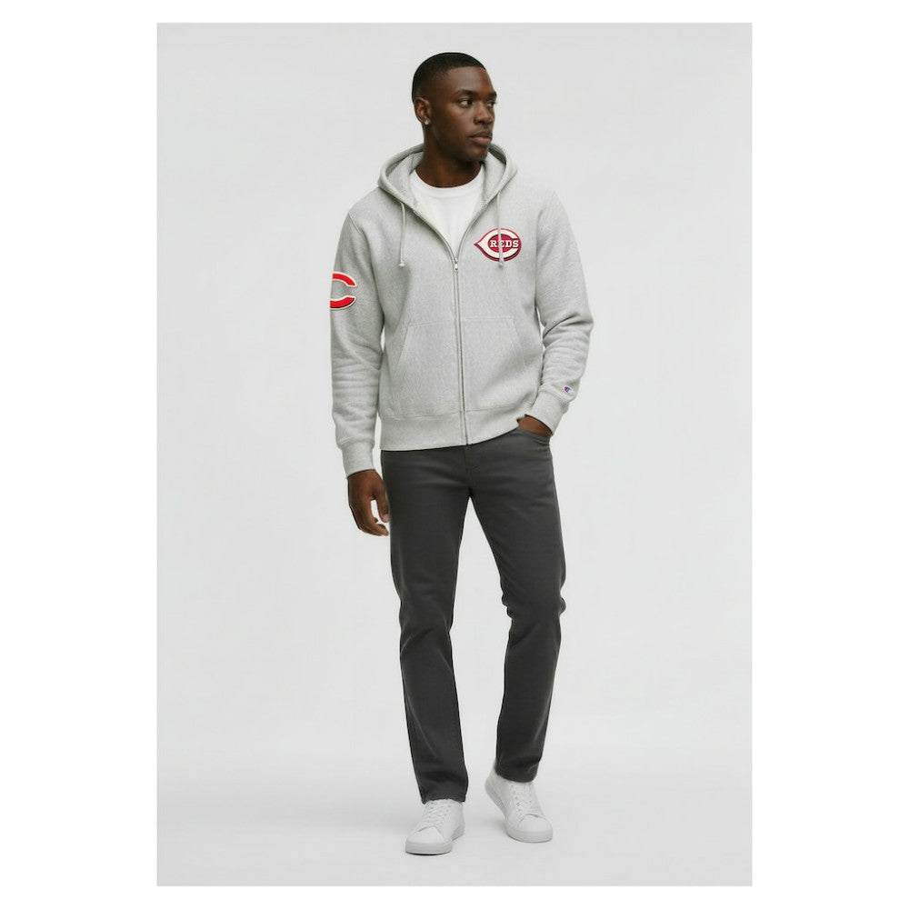 Cincinnati Reds Champion Reverse Weave Chenille Full-Zip Hoodie - MLB