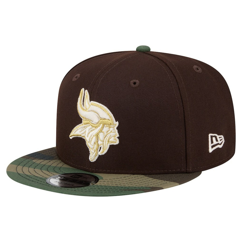Minnesota Vikings Adult Burnt Wood Camo 9FIFTY Snapback Hat Dark Brown | NFL