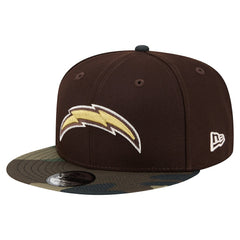 Los Angeles Chargers Adult Burnt Wood Camo 9FIFTY Snapback Hat Dark Brown | NFL