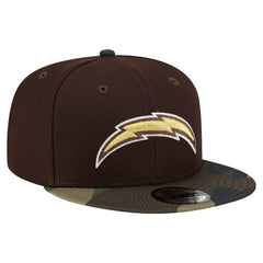 Los Angeles Chargers Adult Burnt Wood Camo 9FIFTY Snapback Hat Dark Brown | NFL