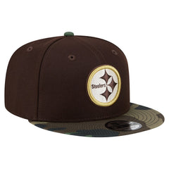 Pittsburgh Steelers Adult Burnt Wood Camo 9FIFTY Snapback Hat Dark Brown | NFL