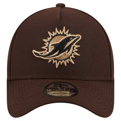 Miami Dolphins New Era Burnt Wood A-Frame 9FORTY Adjustable Hat Dark Brown | NFL