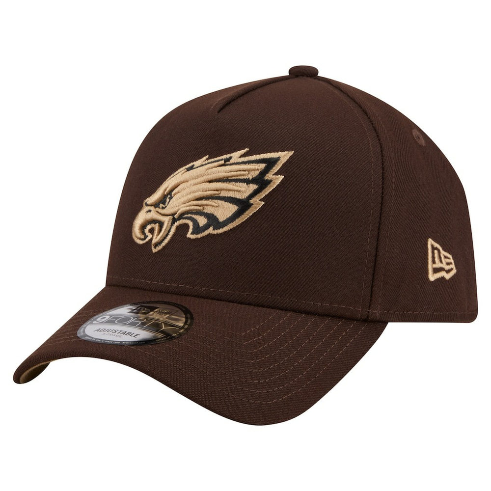 Philadelphia Eagles New Era Burnt Wood A-Frame 9FORTY Adjustable Hat Dark Brown | NFL