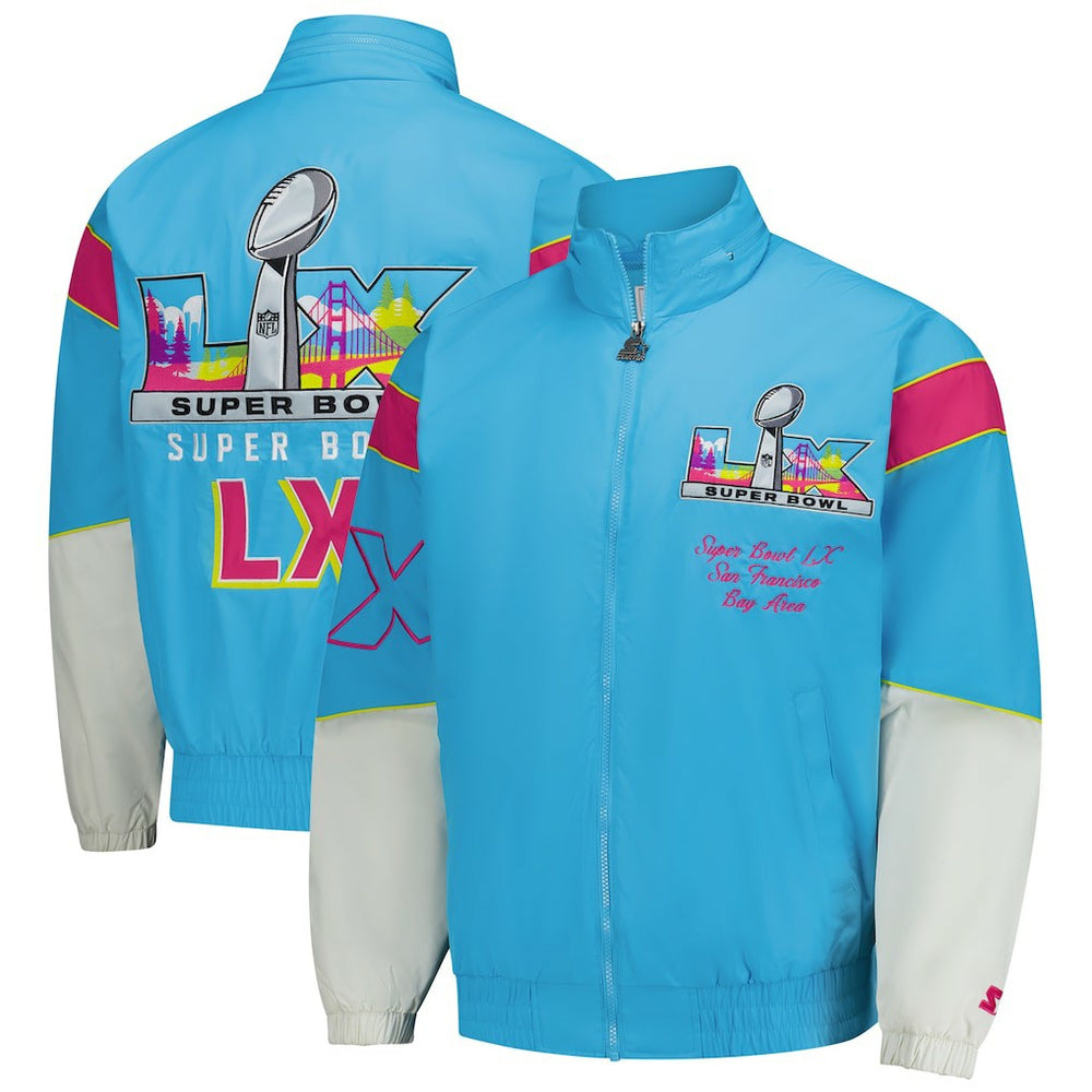 Super Bowl LX Starter The Gust Full-Zip Hooded Jacket Light Blue | NFL