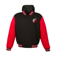 Portland Trail Blazers JH Design Youth Reversible Fleece Full-Zip Varsity Hoodie Black - NBA